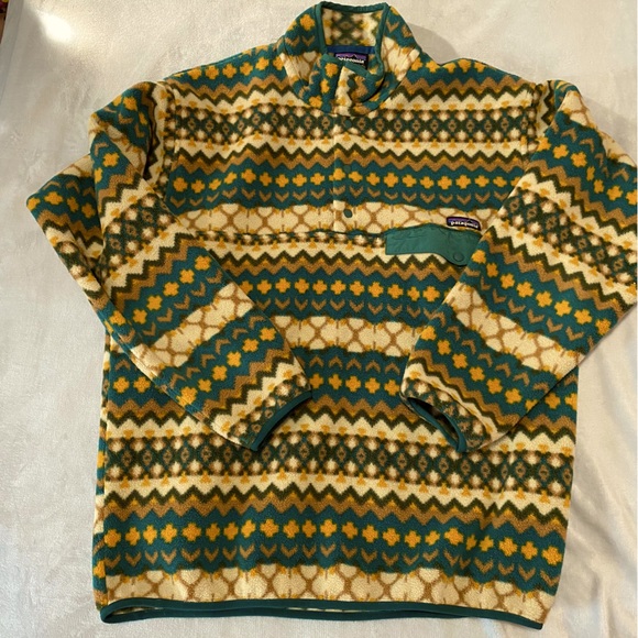 Patagonia Synchilla  Cliff Arbor men’s Fair Isle Aztec snap T pullover - Picture 1 of 9